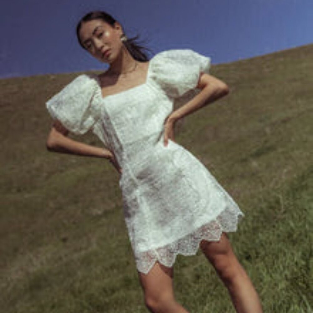 NWT Maye Lace Mini Dress in White (Bohme, size L)